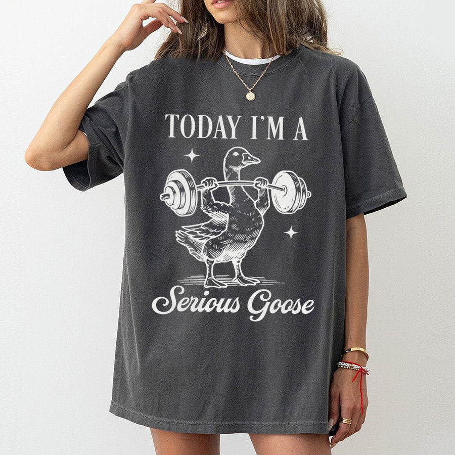 Serious Goose Lifting T-Shirt | Funny Workout Graphic Design | 100% Cotton Premium Quality | Humorous Fitness Gift for Gym Lovers