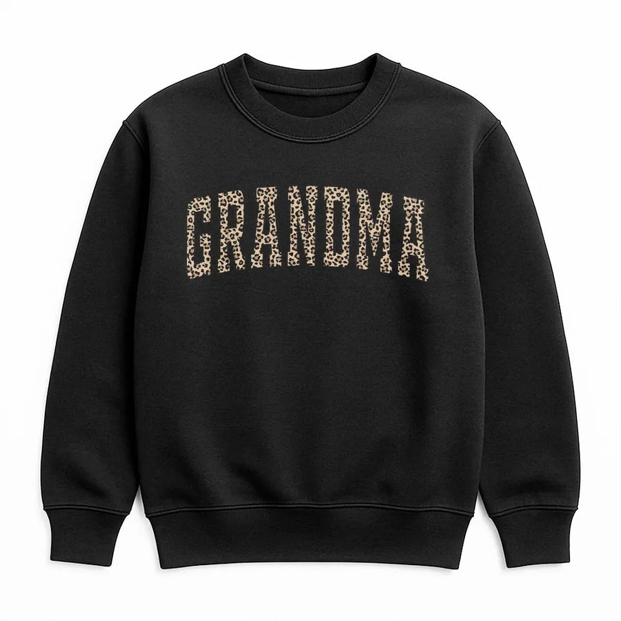Leopard Grandma Shirt | Distressed Cheetah Print Varsity Text | Premium Soft Cotton Tee | Mothers Day Gift for Grandma, Birthday Present