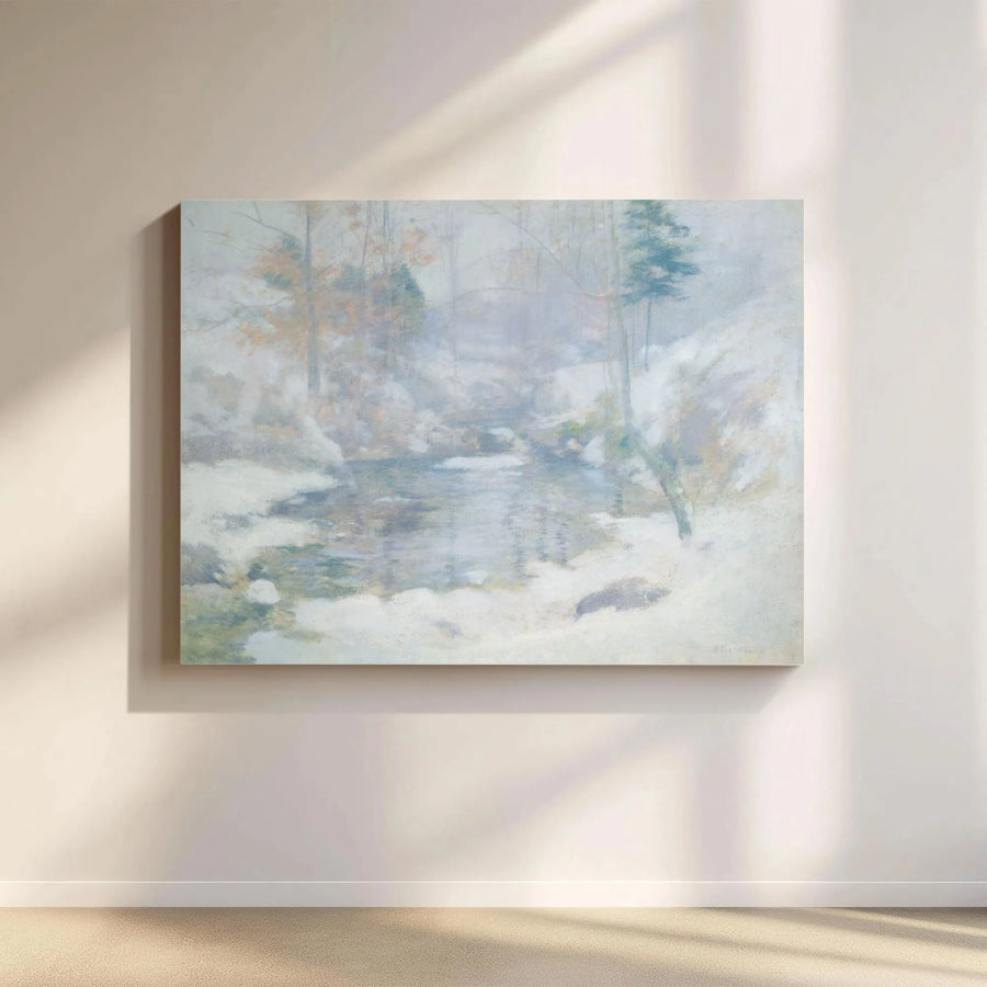 Winter Landscape Canvas Art | Impressionist Snowy Creek Painting | Premium Gallery-Quality Print | Classic Home Decor Gift