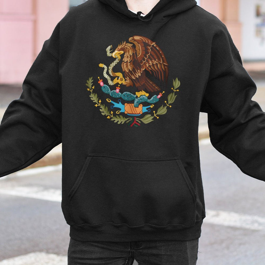 Mexico Eagle Hoodie | Mexican Coat of Arms Emblem Graphic | Premium Cotton Blend | Unisex Heritage Gift for Proud Mexicans