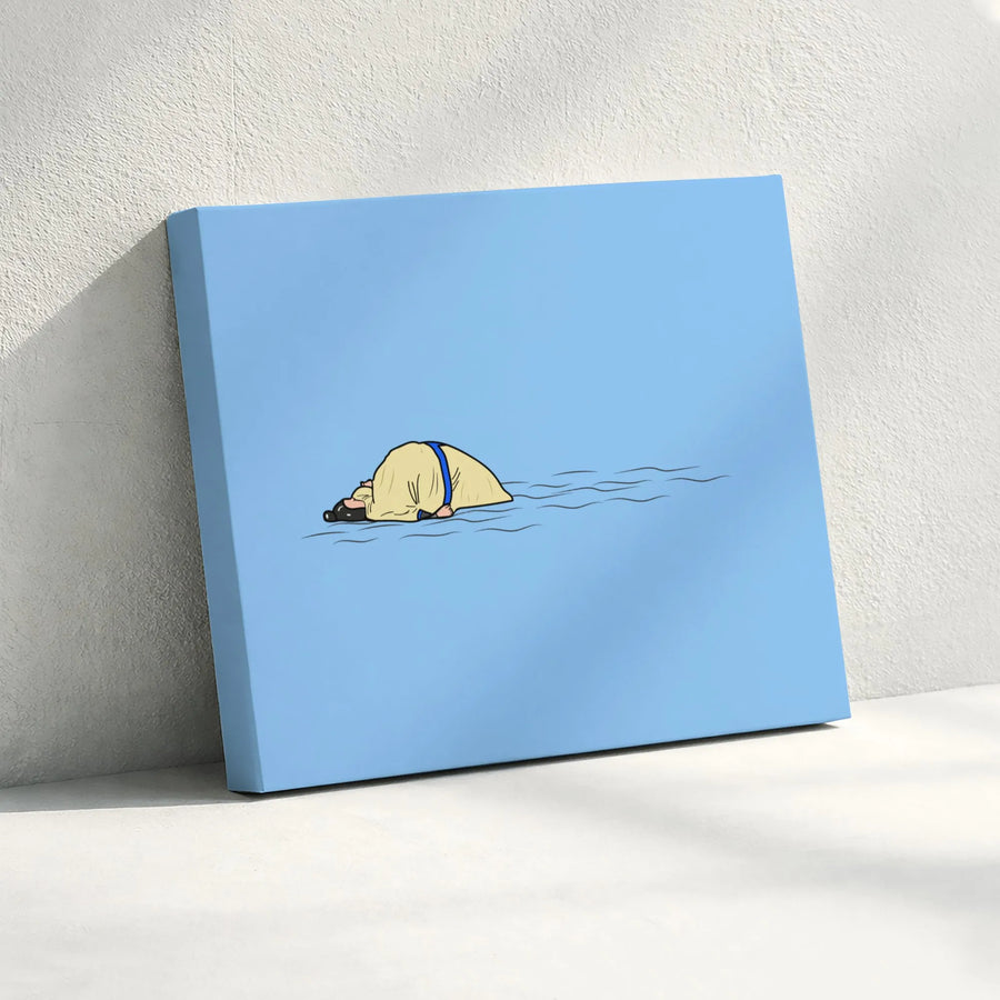 Floating Man Canvas Wall Art | Minimalist Cartoon Illustration | Premium 1.25 Inch Gallery Wrap | Modern Home Decor Gift
