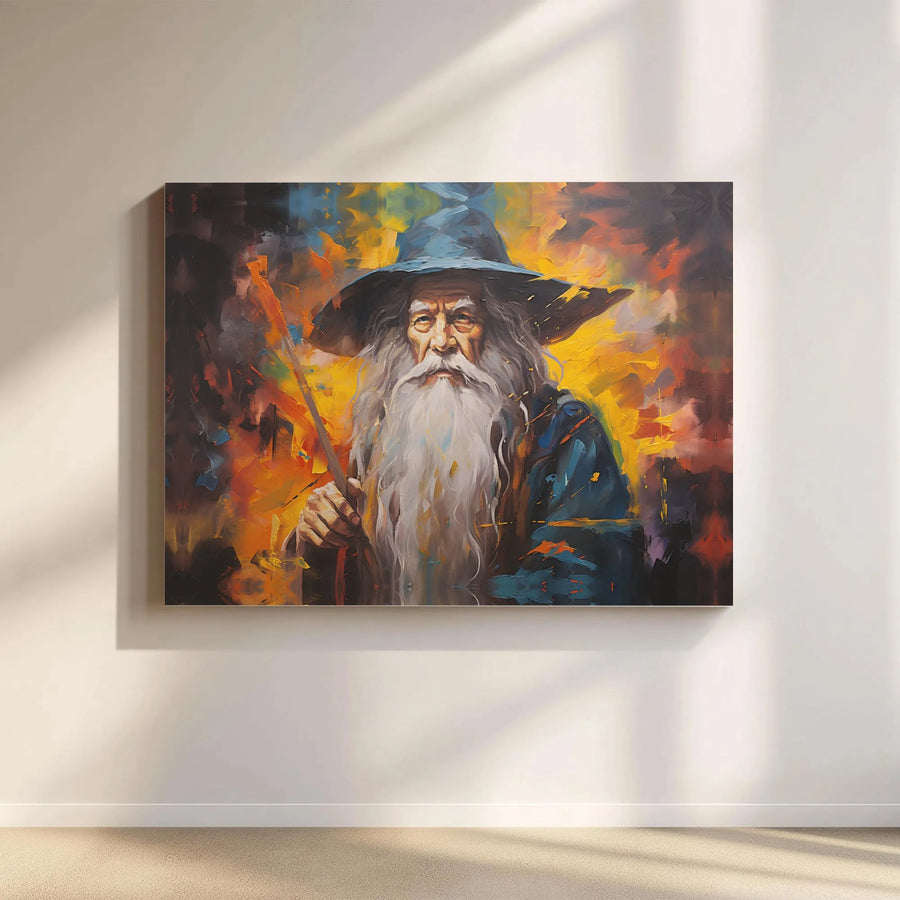 Wizard Wall Art Canvas | Abstract Fantasy Oil Painting Print | Premium Gallery Wrap Decor | Gift For Fantasy Lovers