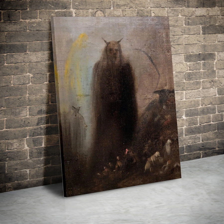 Gothic Demon Wall Art | Dark Surrealist Horror Canvas Print | Gallery Quality 1.25" Framed Decor | Spooky Home Interior Gift