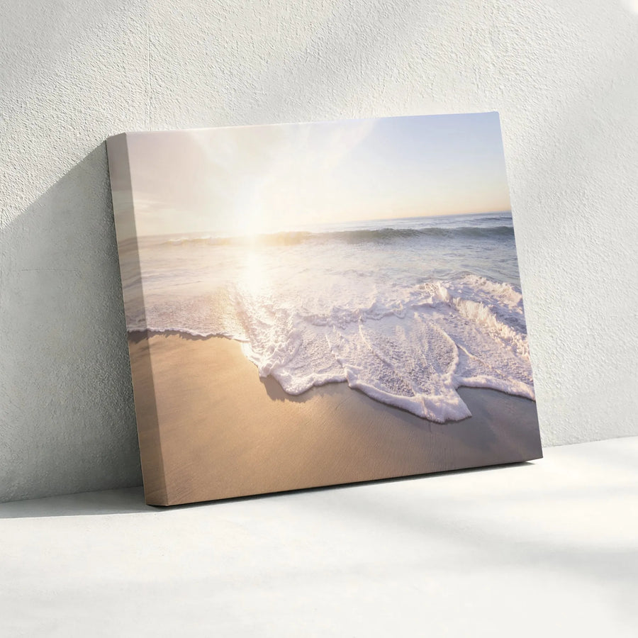 Ocean Sunrise Canvas Wall Art | Calm Seascape Photography | Gallery Wrapped Thick Canvas | Premium Home Decor Gift for Living Room