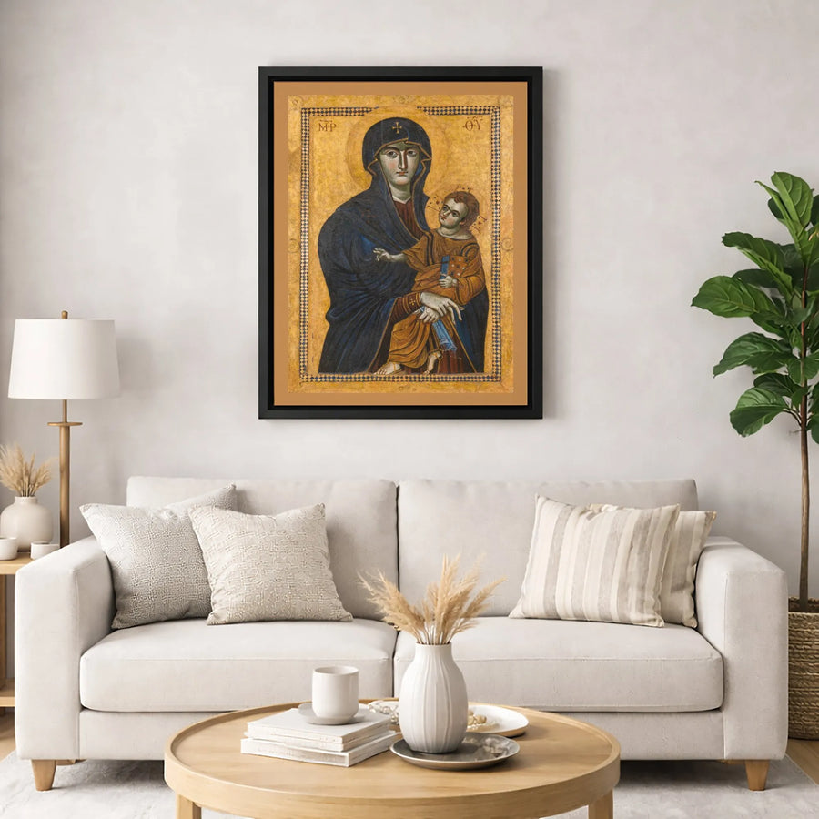 Salus Populi Romani Byzantine Icon | Virgin Mary and Christ Child Wall Art | Premium Gallery Wrapped Canvas | Religious Home Decor Gift