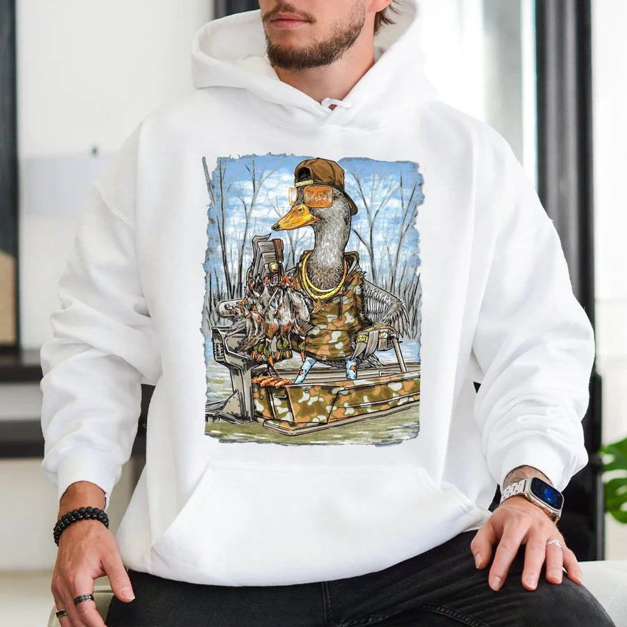 Duck Hunting Hoodie | Camo Gear Waterfowl Design | Premium Cotton Blend | Funny Hunter Gift for Men and Women