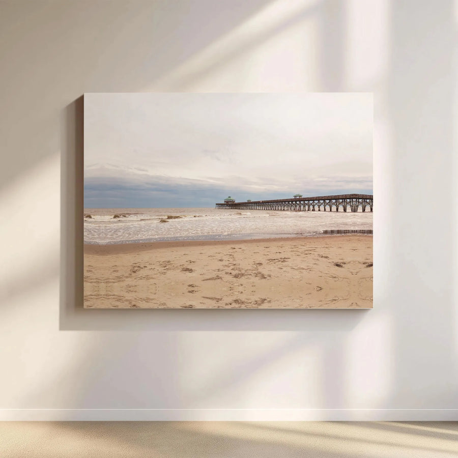 Coastal Pier Wall Art | Serene Ocean Beach Landscape Print | Gallery Wrapped 1.25" Canvas | Minimalist Home & Office Decor Gift