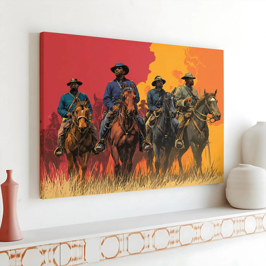 Buffalo Soldiers Canvas Wall Art | Historic Western Illustration | Premium Gallery Wrap Canvas | Black History Month Collector's Gift