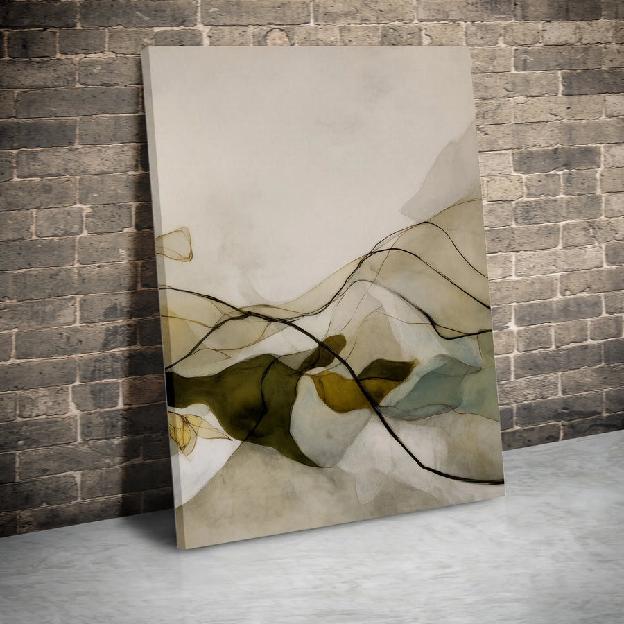 Abstract Vertical Canvas | Earthy Tones Flowing Lines Artwork | Premium Thick Gallery Wrapped Print | Modern Home & Office Decor Gift