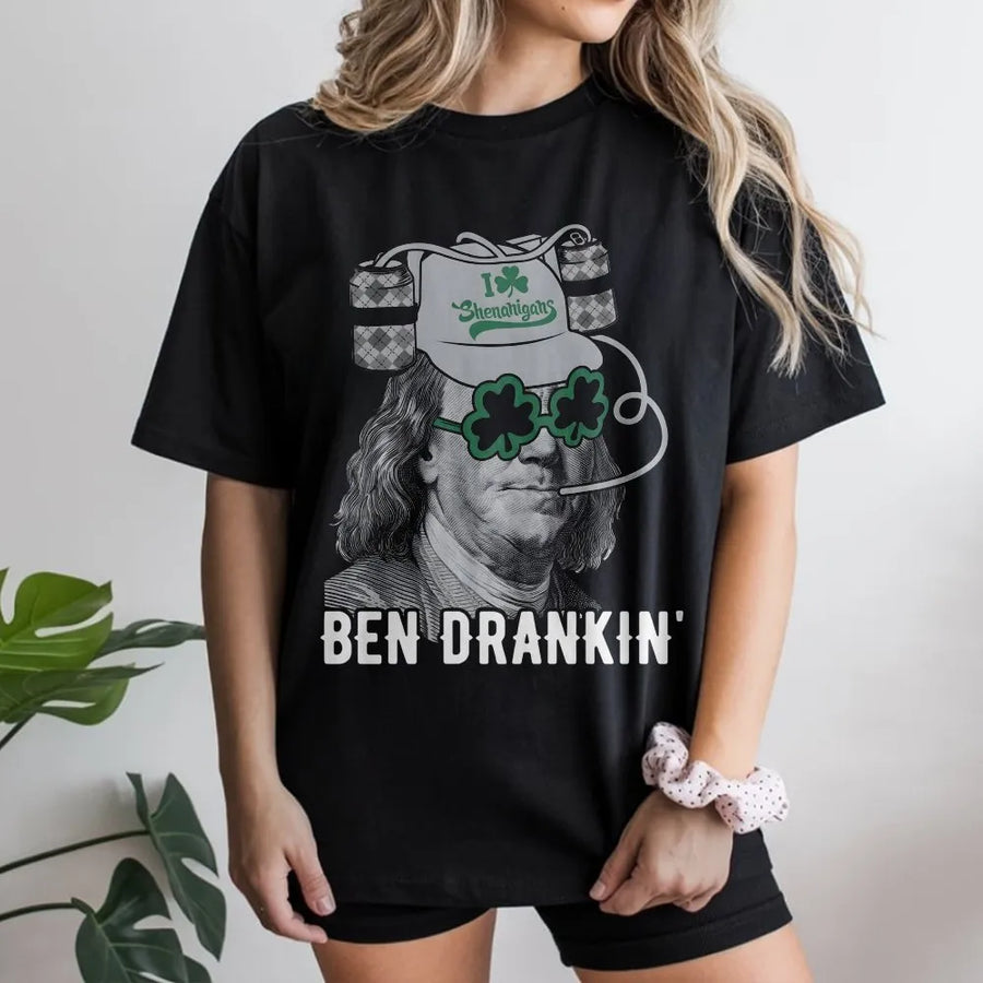 Ben Drankin St Patrick's Day T-Shirt | Funny Irish Drinking Pun Graphic | Premium Soft Cotton | Saint Paddy's Party Gift for Men and Women
