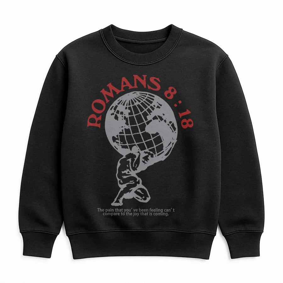 Romans 8 18 Sweatshirt | Christian Bible Verse Graphic Tee | Soft Cotton Religious Apparel | Unisex Faith Based Gift for Men & Women