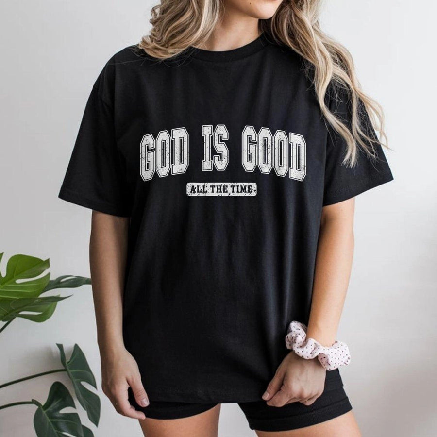 God Is Good All The Time T-Shirt | Distressed Graphic Faith Tee | 100% Cotton Premium Apparel | Christian Gift For Men And Women