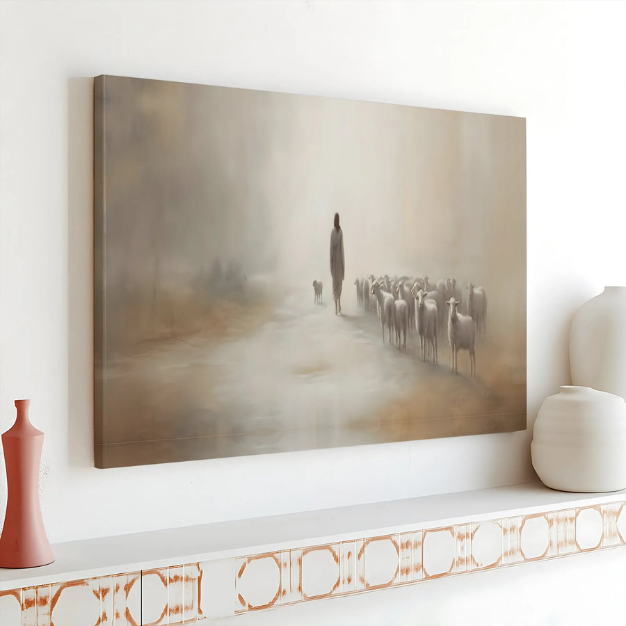 Jesus Good Shepherd Canvas Print | The Good Shepherd Painting Wall Art | Premium Stretched Canvas | Christian Home Decor Faith Gift
