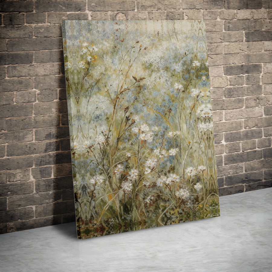 Wildflower Meadow Canvas Print | Textured Botanical Painting | Premium Gallery Wrap Canvas | Modern Farmhouse Wall Decor Gift