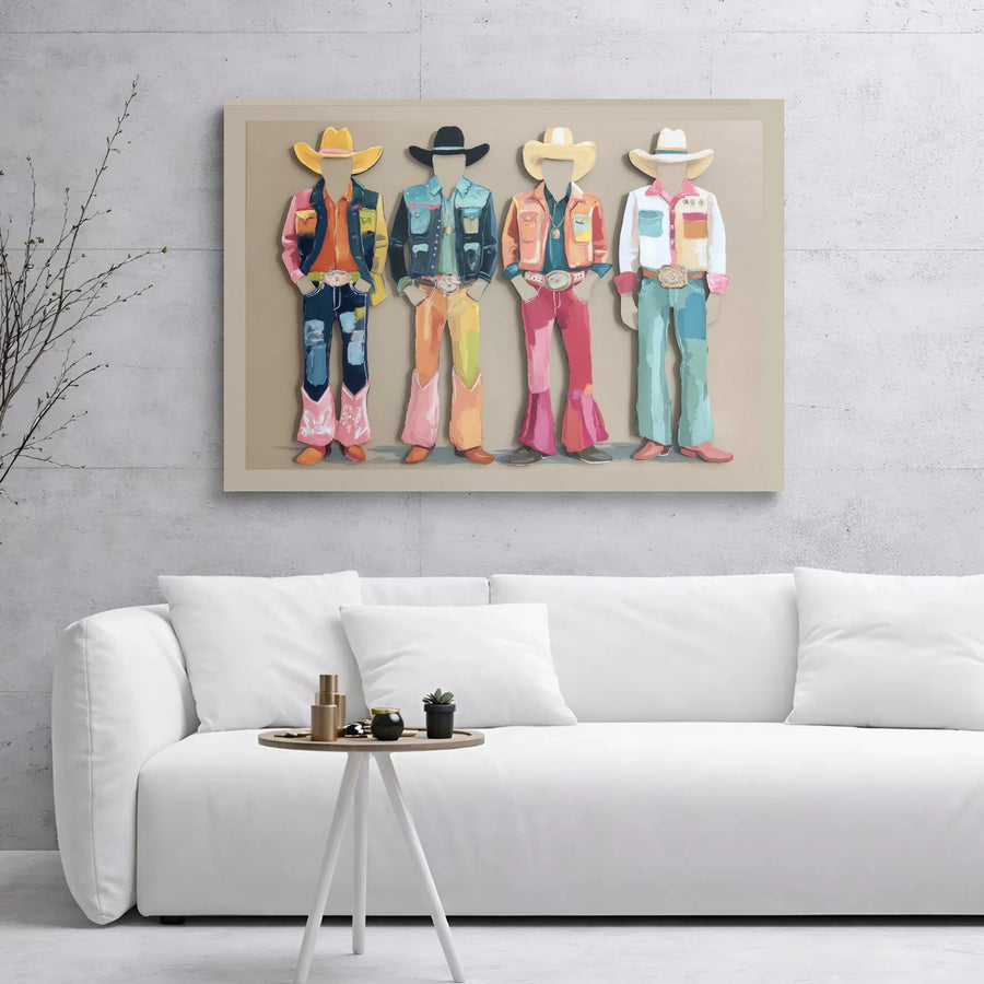 Colorful Western Cowboy Canvas Art | Modern Abstract Rodeo Print | Premium Gallery Wrapped 1.25" Frame | Southwestern Decor for Home or Office