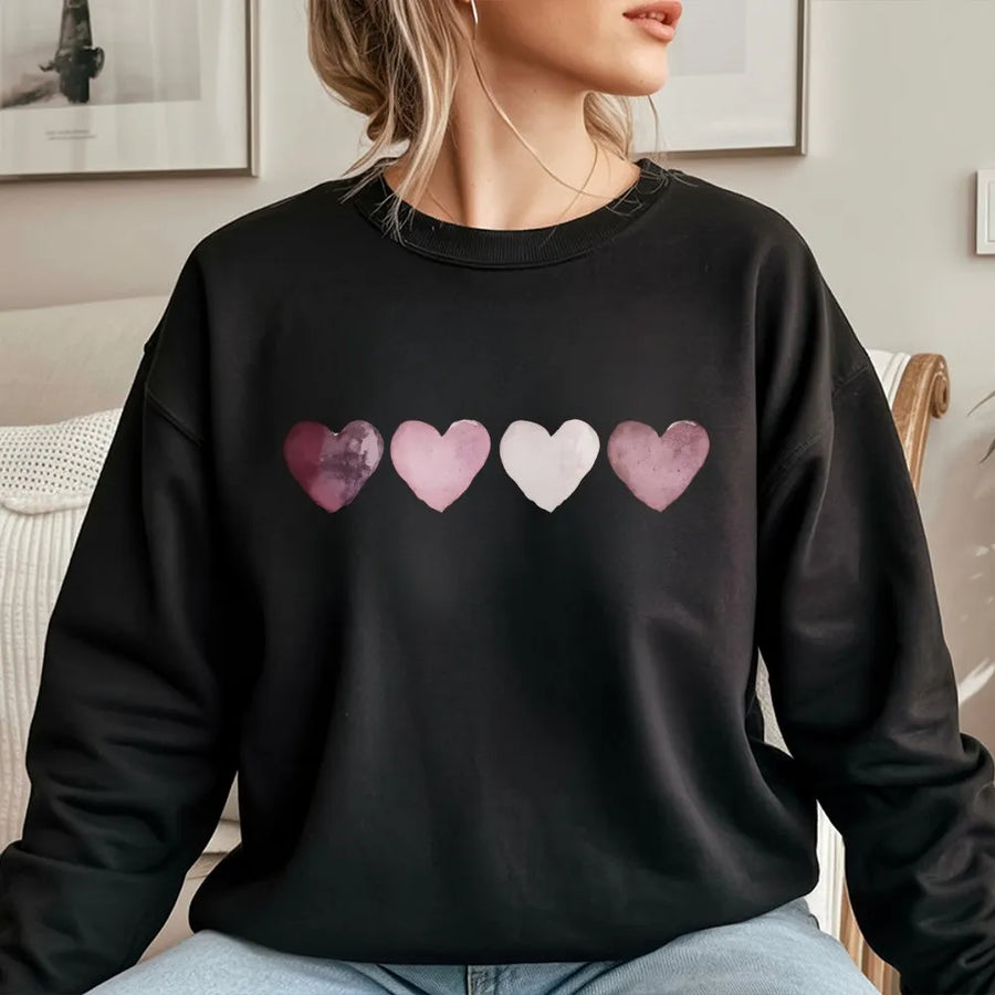 Watercolor Heart Sweatshirt | Boho Valentine Minimalist Graphic | Premium Cotton Blend | Romantic Gift for Her Valentine Outfit