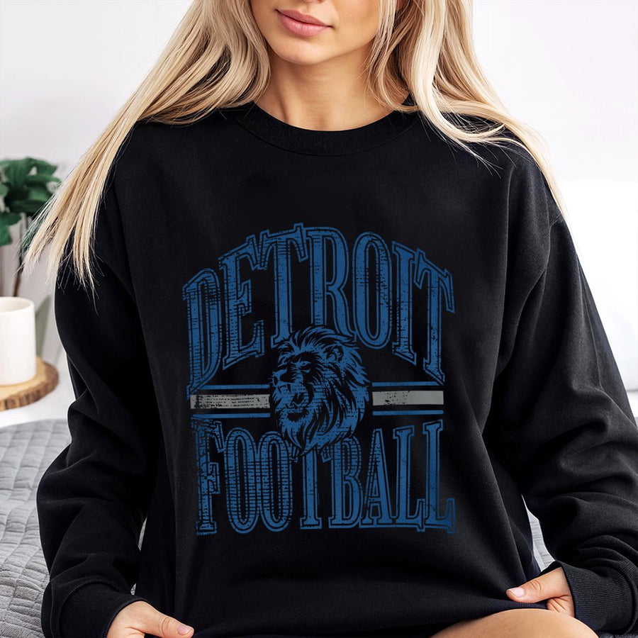 Detroit Football With Roaring Lion Mascot Sweatshirt