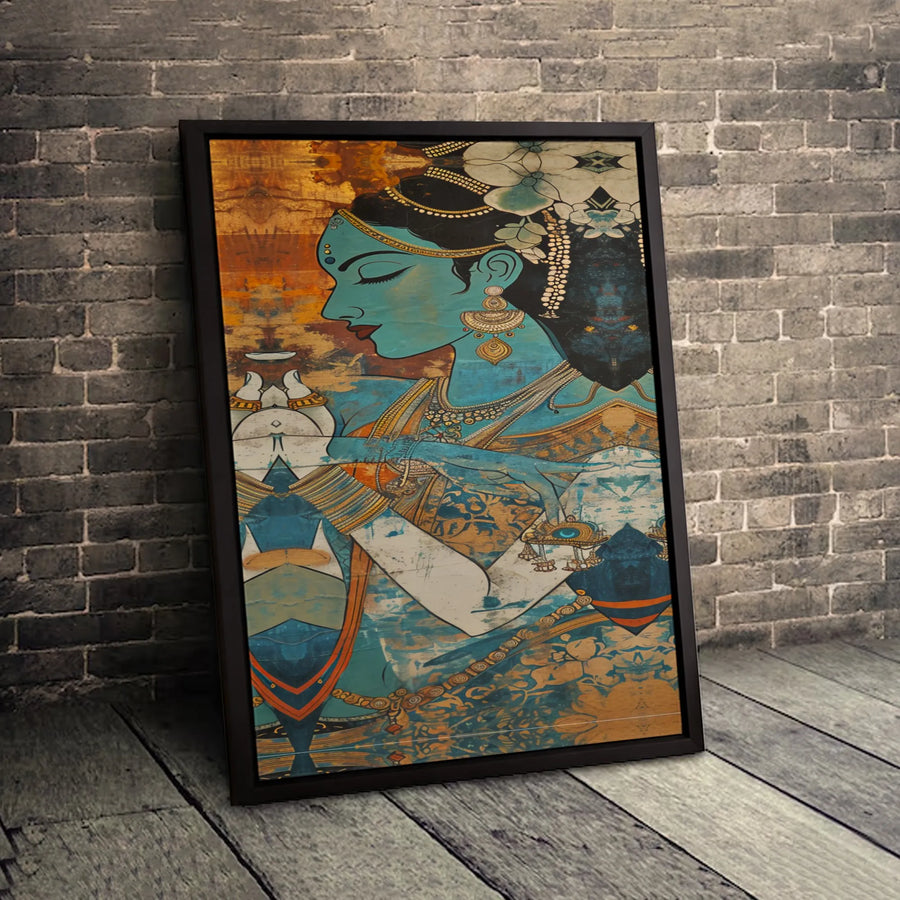 Indian Goddess Canvas Print | Traditional Portrait Wall Art | High-Quality Fade-Resistant Gallery Wrap | Cultural Home Decor Gift
