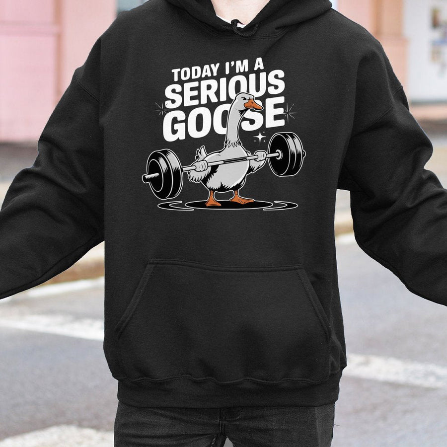 Serious Goose Weightlifting Hoodie | Funny Gym Workout Graphic | Premium Cotton Blend | Gift for Fitness Lover