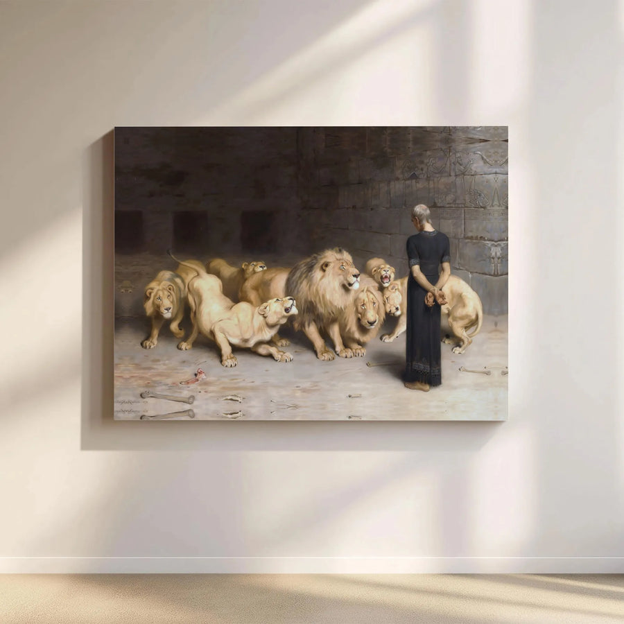 Daniel in the Lions' Den Canvas Print | Briton Riviere Biblical Art | Premium Gallery-Wrapped 1.25" Frame | Religious Wall Decor for Home Office