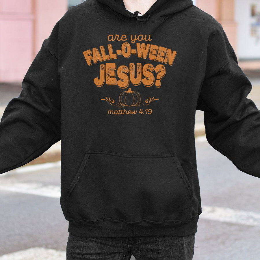 Fall-O-Ween Jesus Hoodie | Christian Pumpkin Graphic Sweatshirt | Cotton Blend Cozy Apparel | Fall Religious Gift for Men and Women
