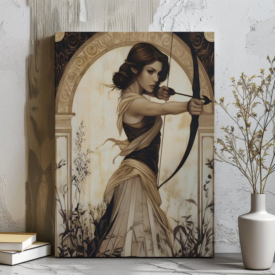 Artemis Greek Goddess Canvas Wall Art | Mythological Archer Decor | Premium 1.25 inch Gallery Wrap | Gift for Mythology Lovers and History Buffs
