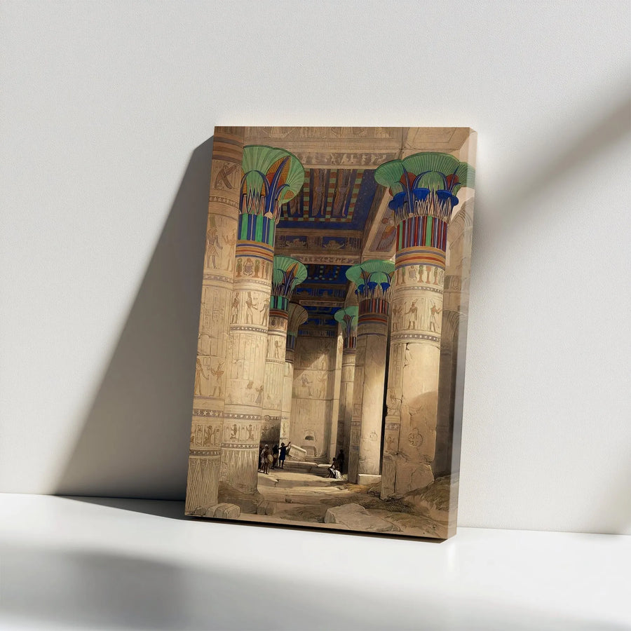 Ancient Egyptian Temple Canvas Art | Edfu Interior Hieroglyphics Print | Premium 1.25 Inch Gallery Wrap | History Lover Gift Decor