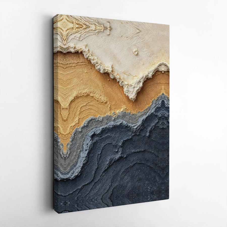 Abstract Earth Tones Canvas Wall Art | Modern Layered Stone Texture Print | Premium Gallery Wrapped Canvas | Modern Office & Living Room Decor Gift