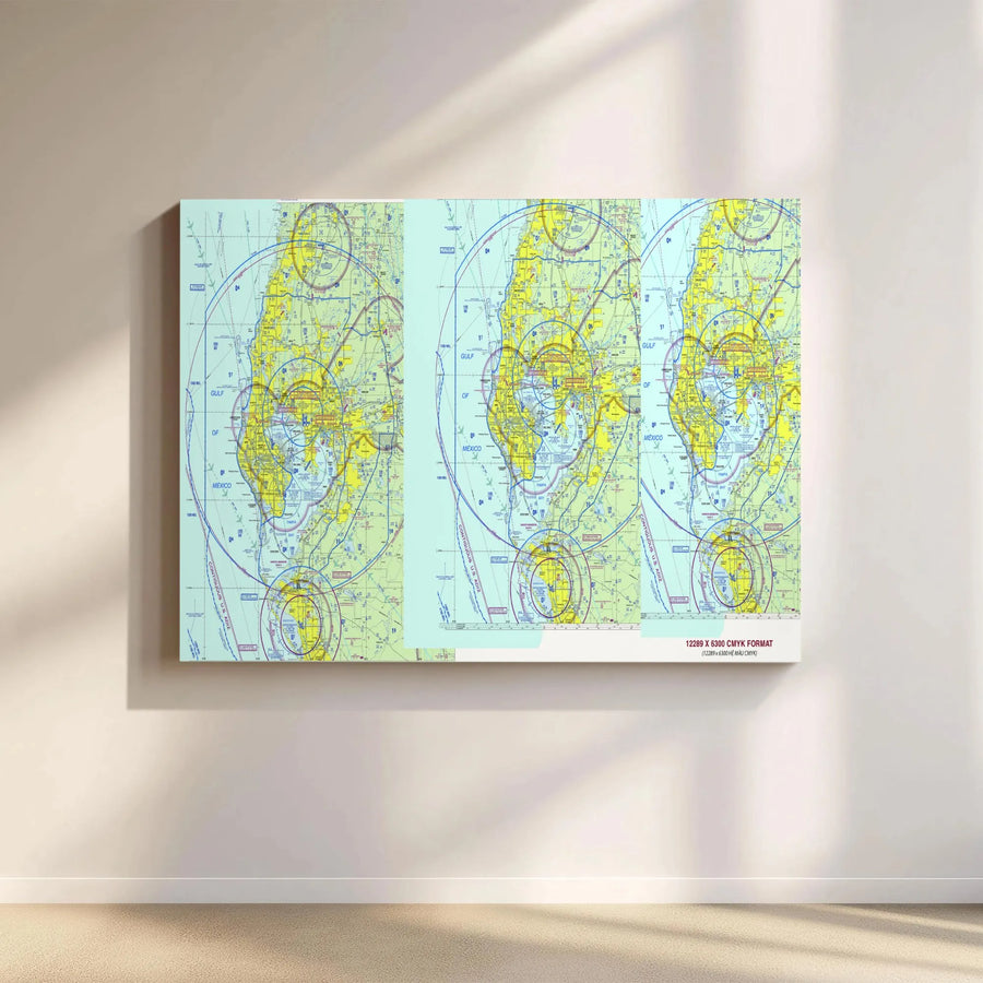 Tampa Bay Clearwater VFR Aviation Chart Horizontal Canvas | Vintage Pilot Sectional Map Art, 1.25" Gallery Wrap | Premium Fade-Resistant Print | Unique Gift for Pilots & Aviation Enthusiasts