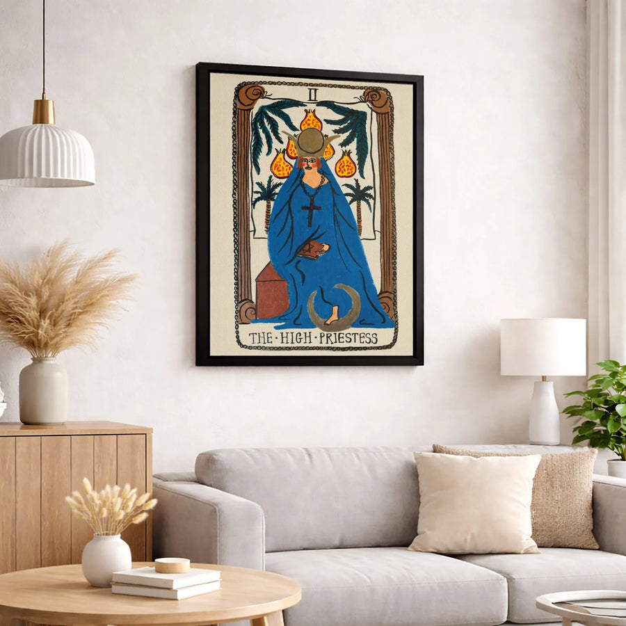 The High Priestess Tarot Card Canvas | Mystical Occult Wall Art | Premium Fade-Resistant Print | Spiritual Home Decor Gift