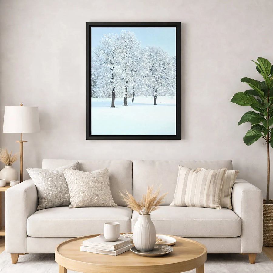 Winter Forest Canvas Print | Snowy Tree Landscape Wall Art | Premium Fade-Resistant Gallery Wrap | Serene Nature Decor For Home Or Office