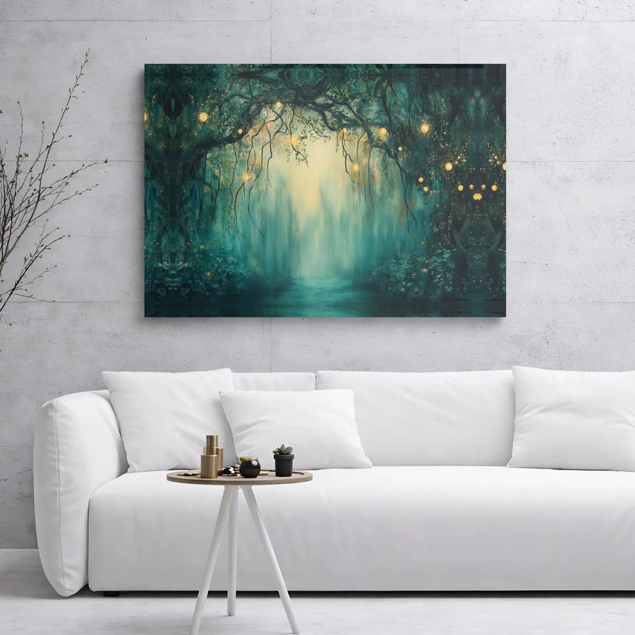 Enchanted Forest Canvas Wall Art | Whimsical Glowing Lanterns Design | 1.25-Inch Thick Gallery Wrap | Premium Nature Decor for Home or Office