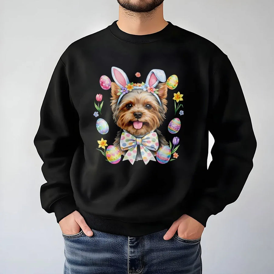 Yorkshire Terrier Easter Sweatshirt | Watercolor Bunny Ears Puppy Design | Premium Cotton Blend | Cute Spring Dog Mom Gift