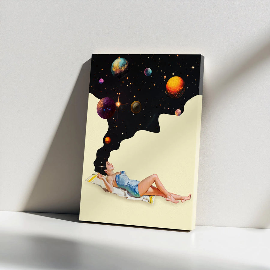 Cosmic Dream Canvas Print | Surreal Galaxy Hair Woman Art | Premium Thick Gallery Wrap | Modern Celestial Wall Decor Gift