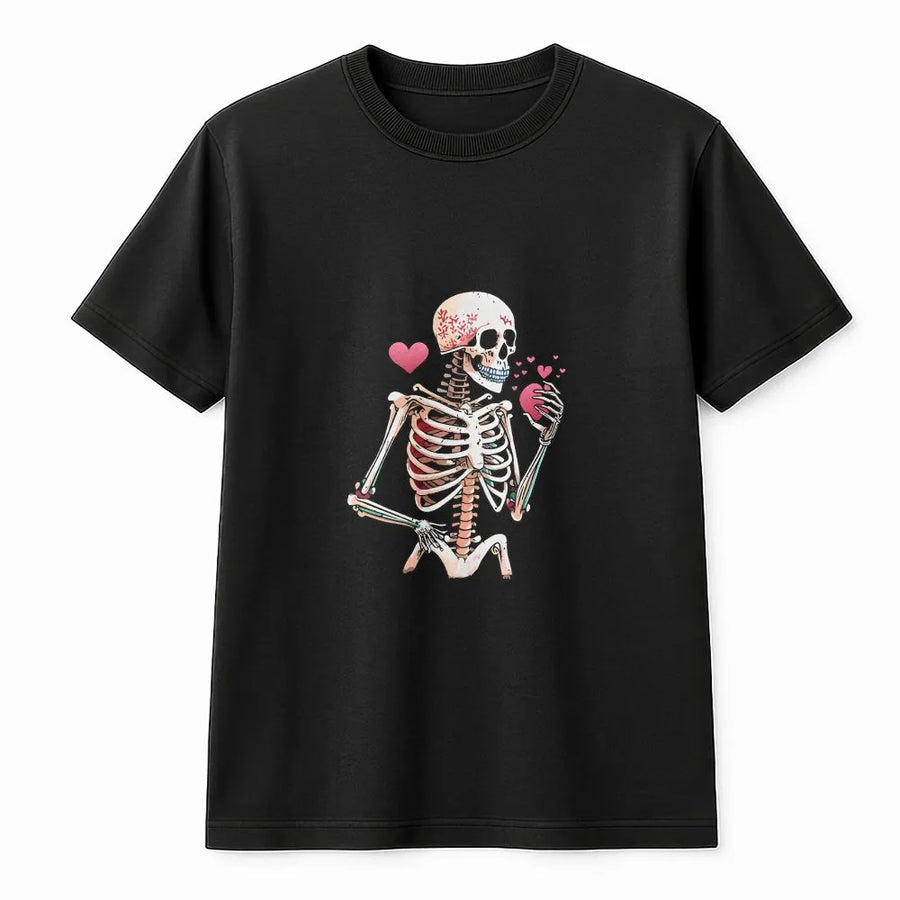 Skeleton Love Heart T-Shirt | Have The Day You Deserve Graphic Tee | Premium 100% Cotton | Gift For Her And Him Unisex Shirt