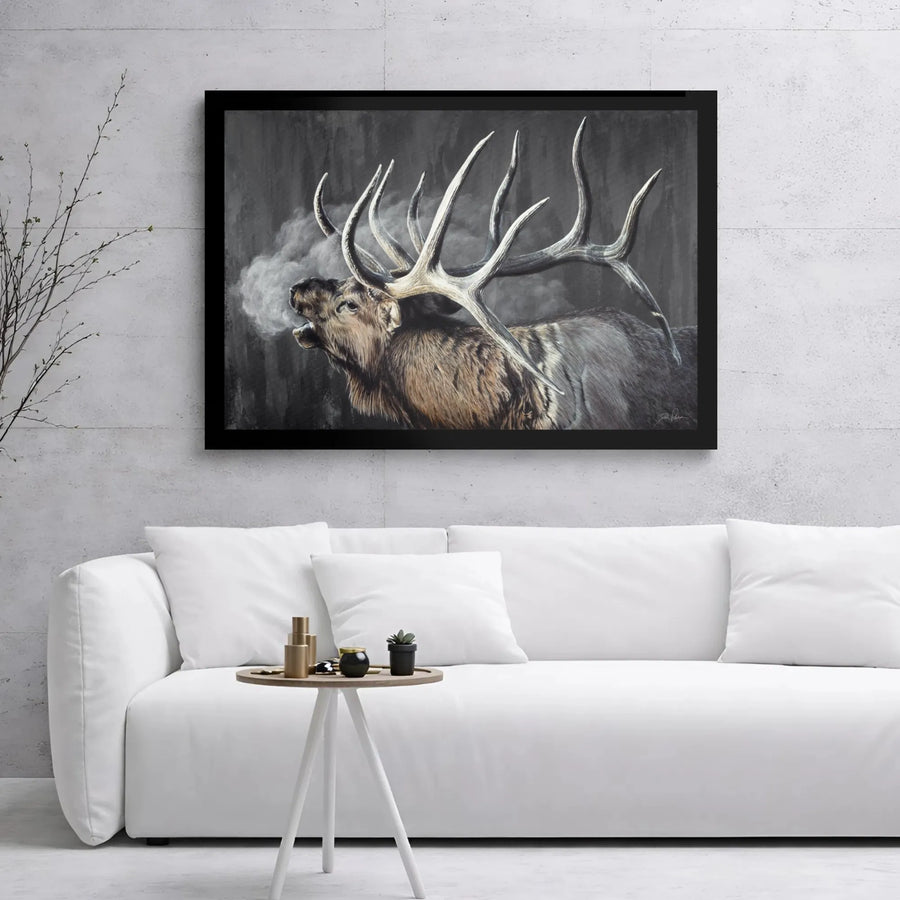 Bugling Bull Elk Canvas Wall Art | Rustic Wildlife Forest Print | Premium Gallery Wrap Decor | Nature Lover Gift for Hunting Lodge Cabin