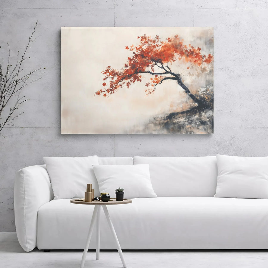 Japanese Maple Tree Canvas Print | Red Autumn Leaf Wall Art | Gallery Wrapped Premium Material | Modern Home Decor Gift