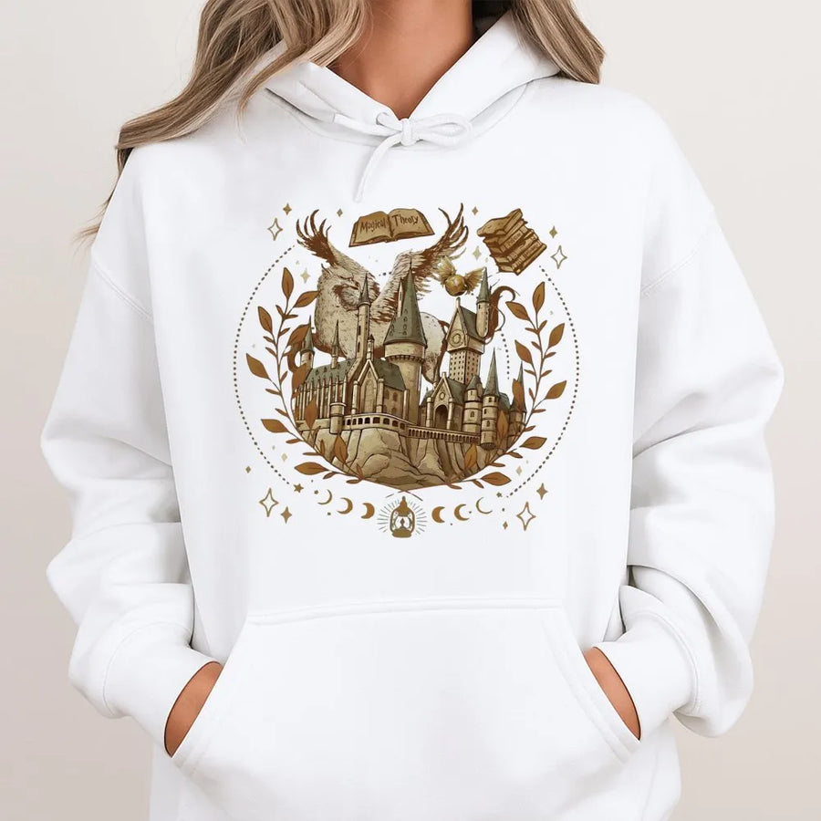 Wizard Castle Hoodie | Magical Bookish Fantasy Graphic Design | Premium Cotton Blend | Gift for Readers and Fantasy Fans