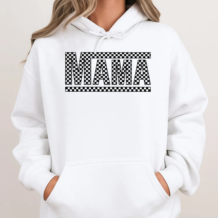 Checkered Mama Hoodie | Retro Checkerboard Graphic | Soft Oversized Fit | Mothers Day Gift for Mom