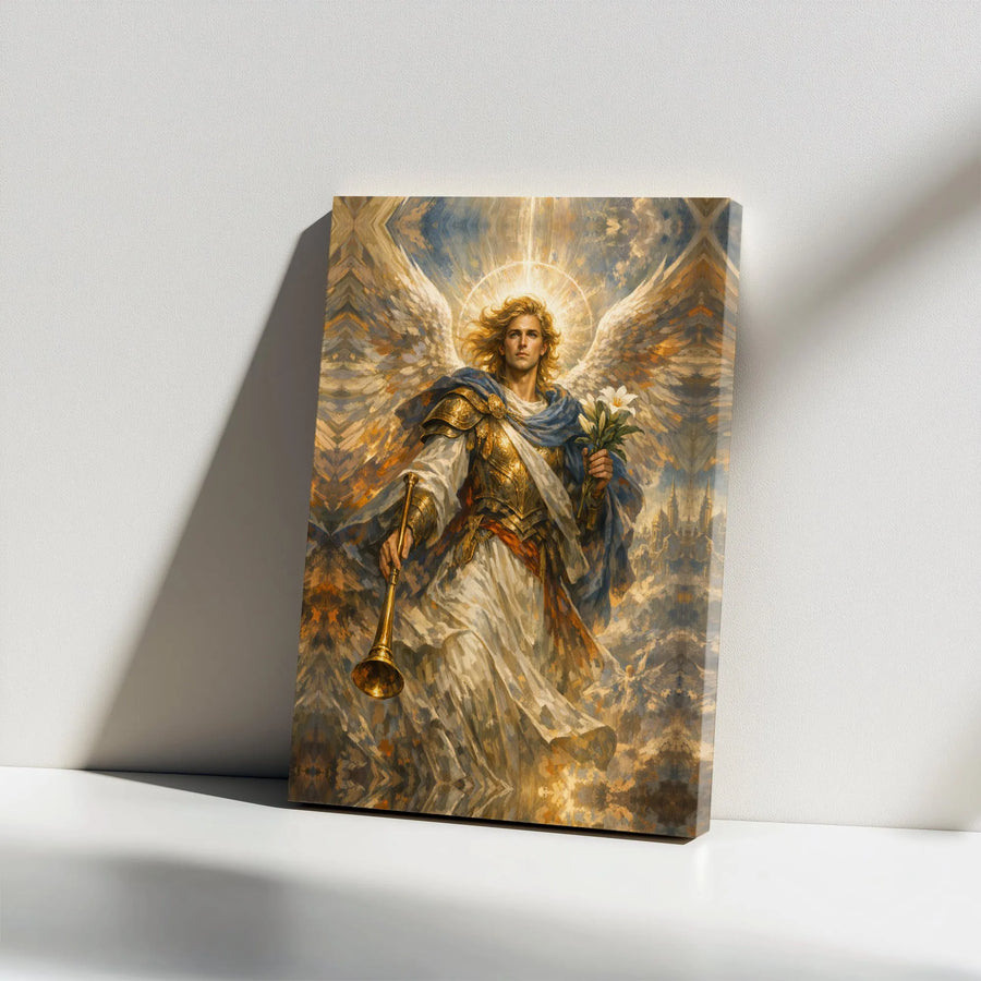 Archangel Gabriel Canvas Wall Art | Christian Religious Painting Print | Premium Fade-Resistant Decor | Spiritual Home Decor Gift