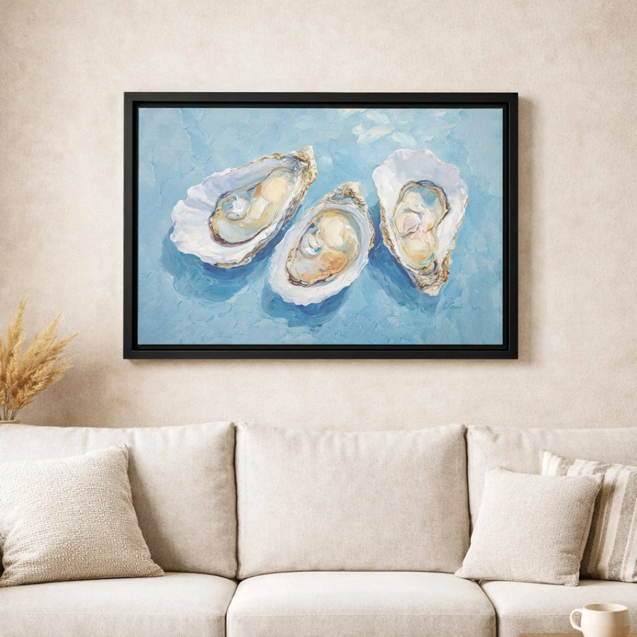 Oyster Shell Canvas Wall Art | Impressionist Coastal Kitchen Decor | Premium Fade-Resistant Gallery Wrap | Seashore Inspired Home Gift
