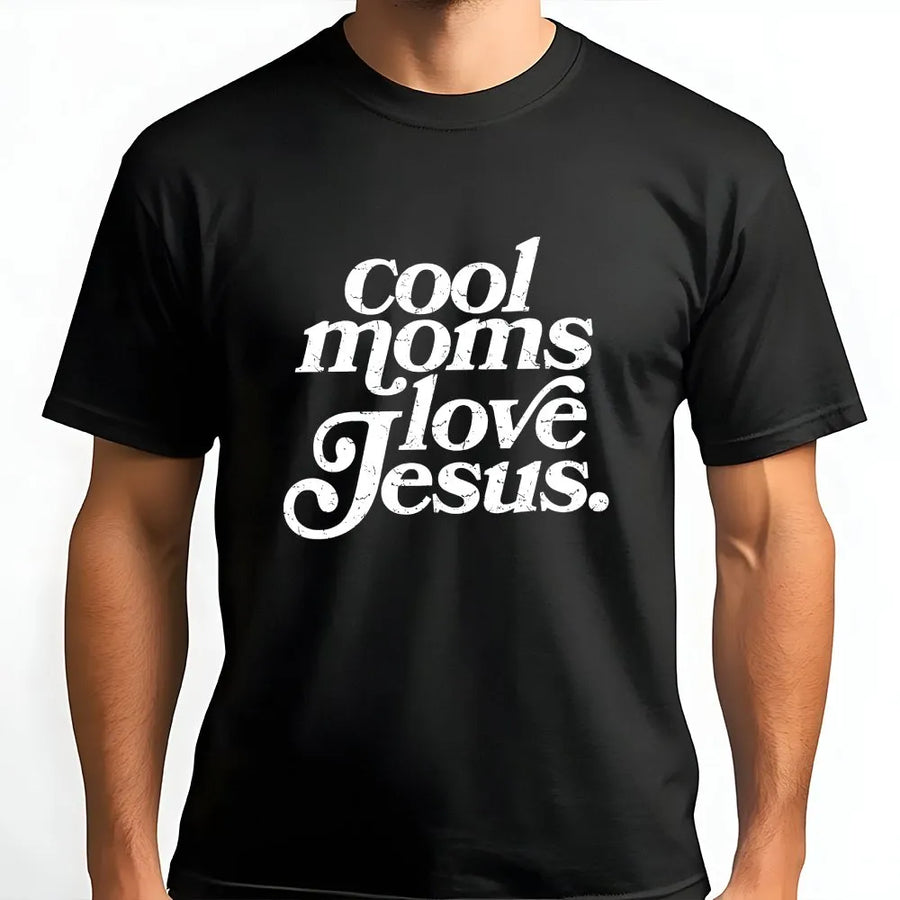 Cool Moms Love Jesus T-Shirt | Retro Faith Graphic Sweatshirt | Soft Cotton Blend | Religious Gift for Christian Mom, Mother's Day Present