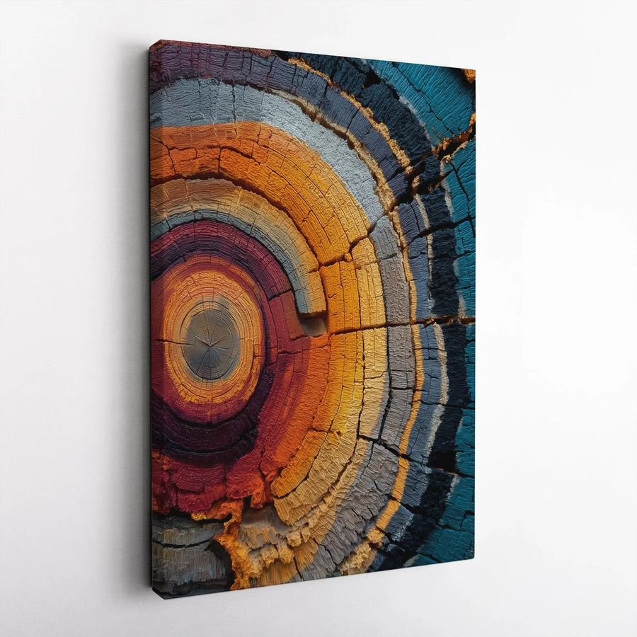Abstract Tree Ring Canvas Print | Colorful Wood Grain Art | Premium Gallery Wrapped Canvas | Modern Farmhouse Living Room Wall Decor Gift