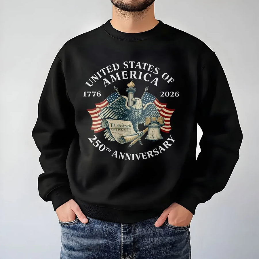 USA 250th Anniversary Sweatshirt | Vintage Eagle & Flag Graphic | Soft Cotton Blend | Patriotic Collector's Gift for 4th of July