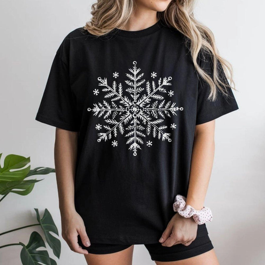Snowflake Christmas T-Shirt | Minimalist Winter Holiday Graphic Tee | 100% Cotton Premium Quality | Festive Gift for Family and Friends