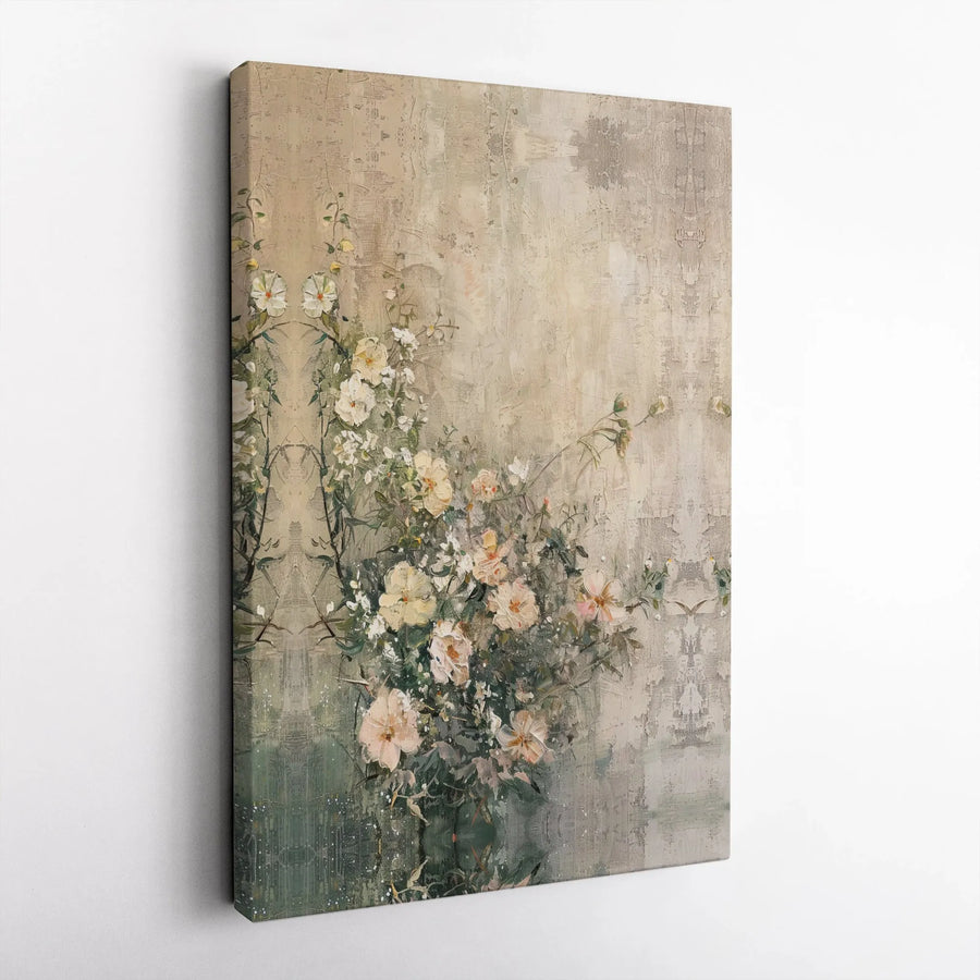 Vintage Floral Canvas Wall Art | Textured Botanical Oil Painting Print | Gallery-Quality Canvas Print | Farmhouse Home Decor Gift