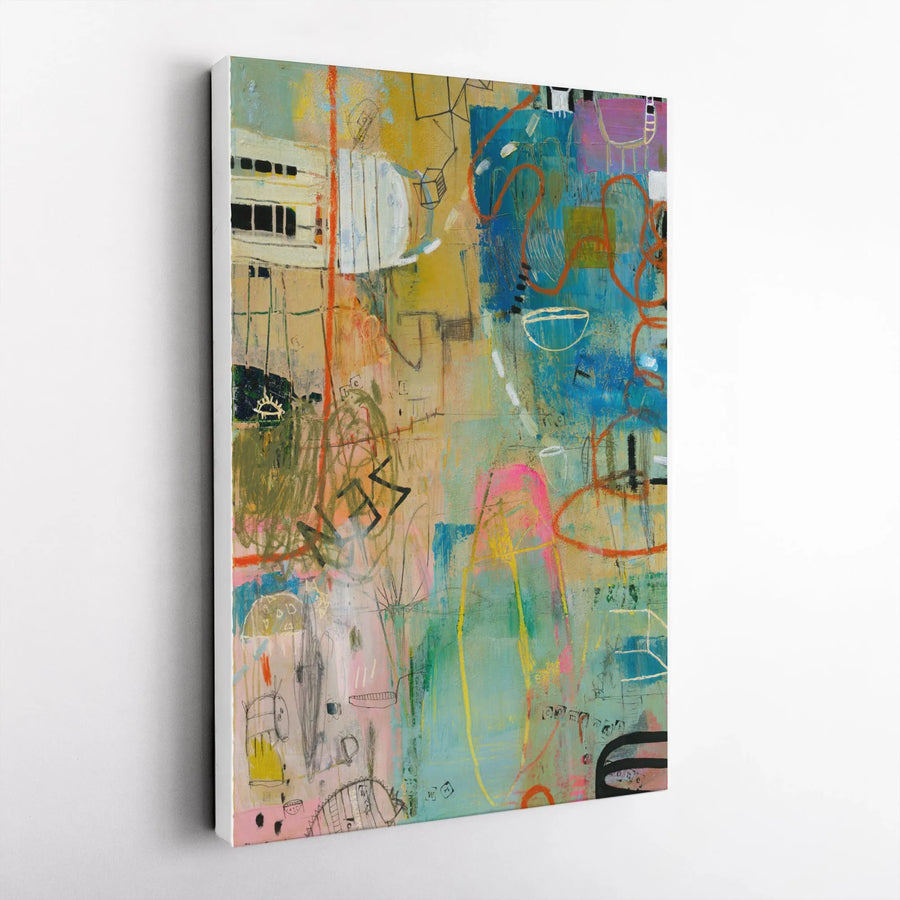 Modern Abstract Canvas Wall Art | Colorful Street Art Style Painting | Premium Fade-Resistant Print | Large Eclectic Home Decor Gift