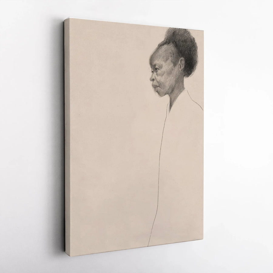 Minimalist Sketch Portrait Canvas Wall Art | African Woman Profile Drawing | Premium Gallery Wrapped Canvas | Limited Edition Fine Art for Modern Home Decor