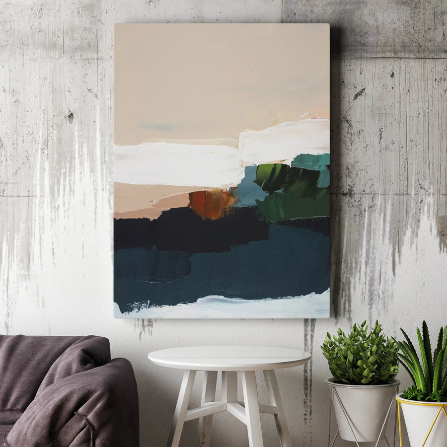 Abstract Coastal Canvas Wall Art | Modern Minimalist Brushstroke Print | Gallery Wrapped 1.25" Thick Canvas | Living Room Decor & Housewarming Gift