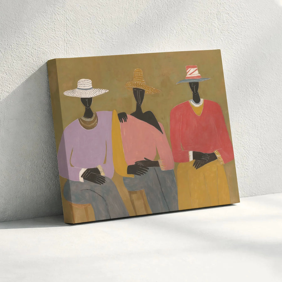 African American Women Wall Art | Figurative Mid Century Modern Canvas Print | Premium Fade-Resistant Gallery Wrap | Elegant Home Office Decor Gift